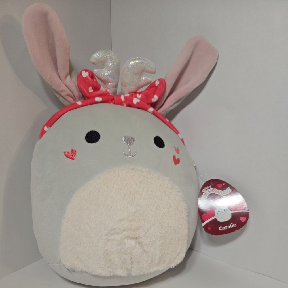 Squishmallow Coralie the Jackalope 12 inch Valentines day 2025 hearts Plush NEW